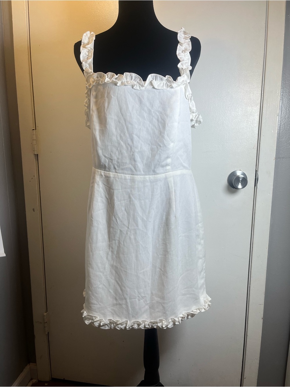 superdown White Ruffle Strap Dress